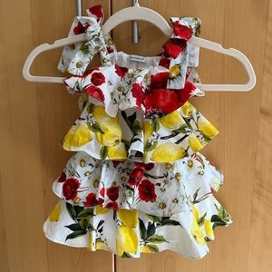 Dolce & Gabana Lemon Poppy Ruffle Baby Dress 12-18 months